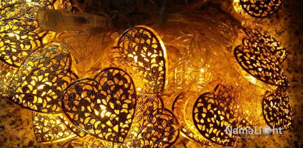 ریسه قلب فلزی طلایی